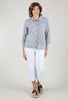 Wild Palms Mini-Stripe Knit Jean Jacket, White 