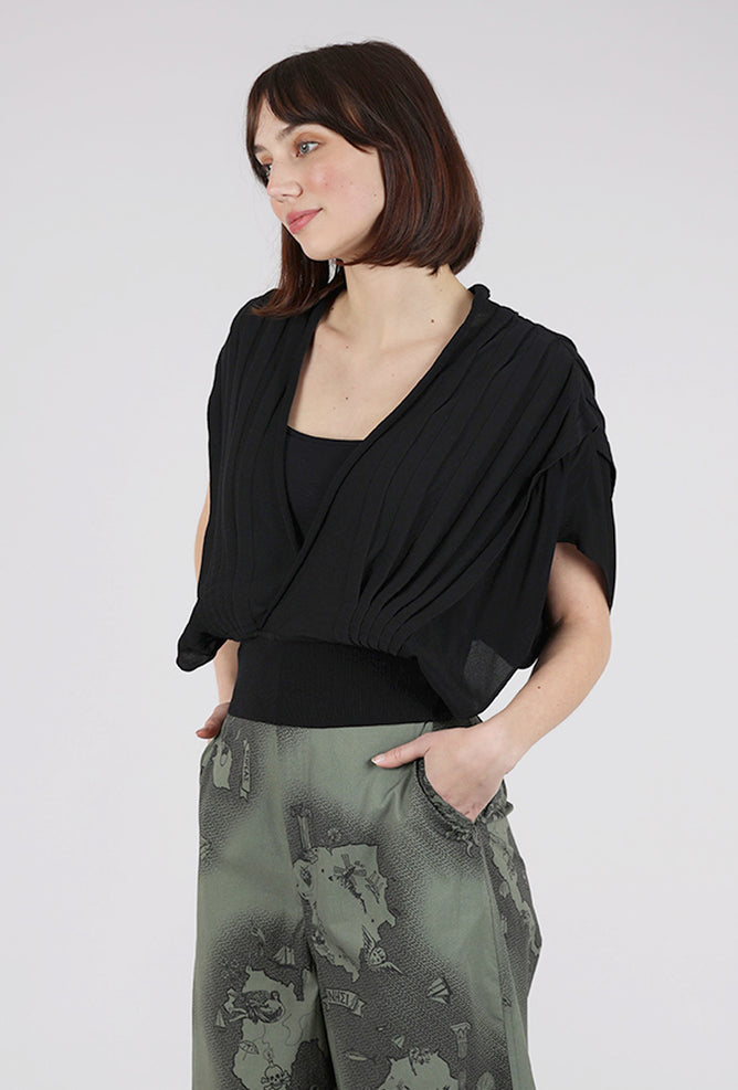 Sita Murt Chiffon/Knit Cocoon Top, Black