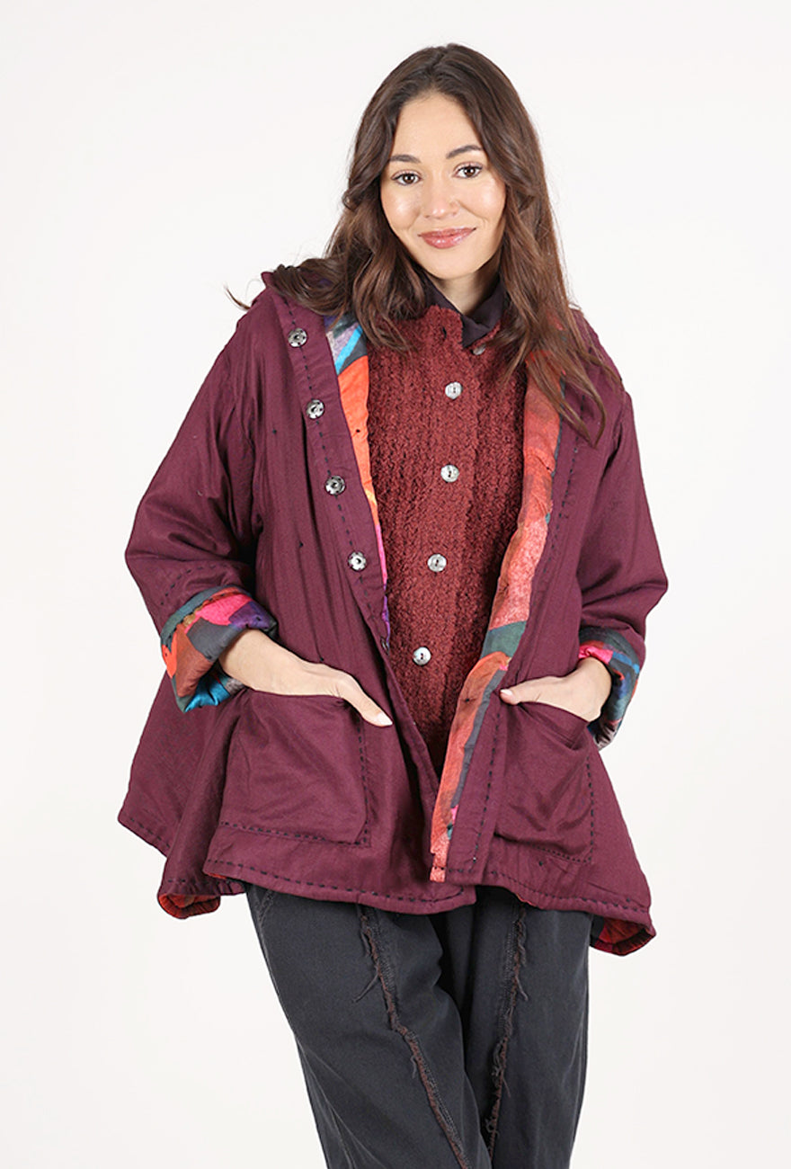 M Square Quilted Jacket, Plum