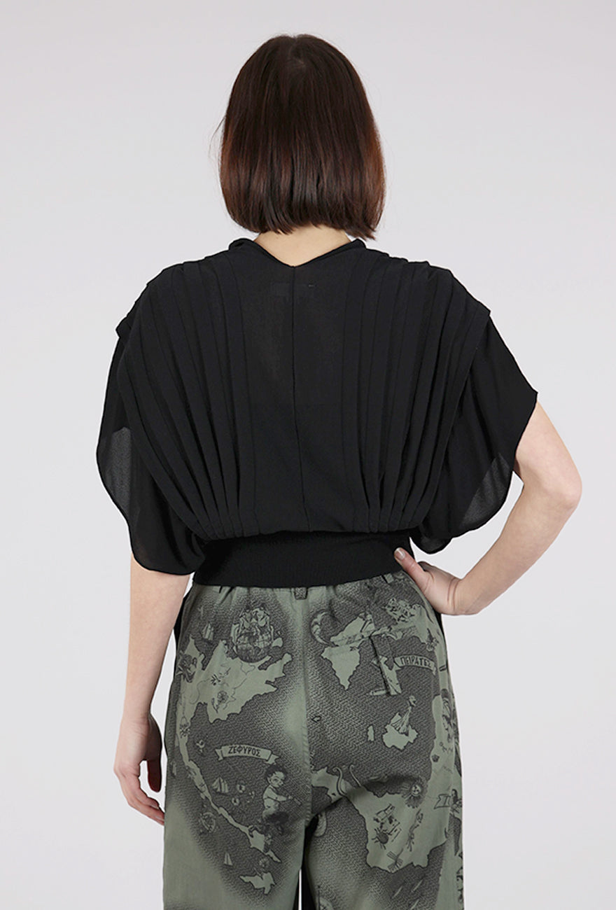 Sita Murt Chiffon/Knit Cocoon Top, Black