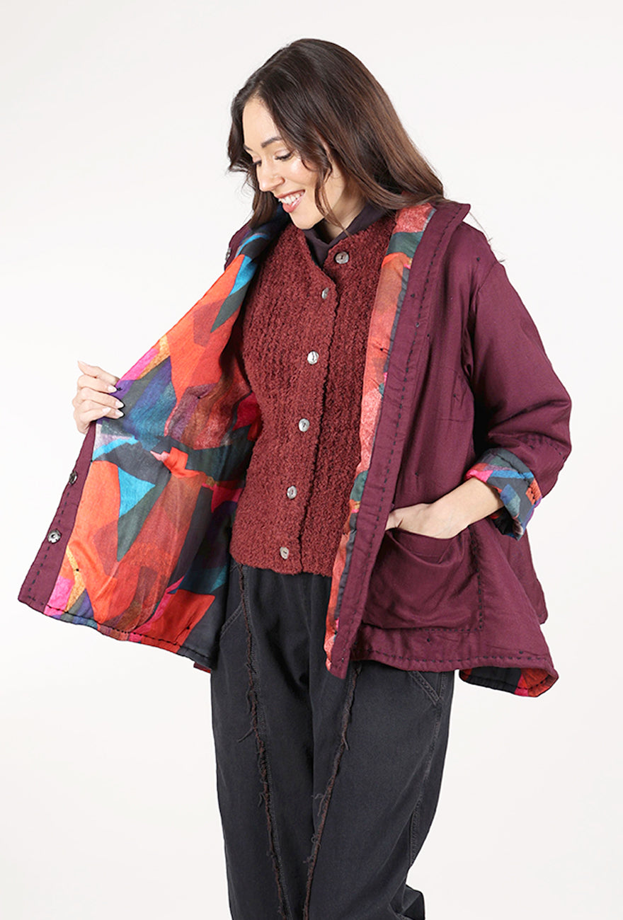 M Square Quilted Jacket, Plum