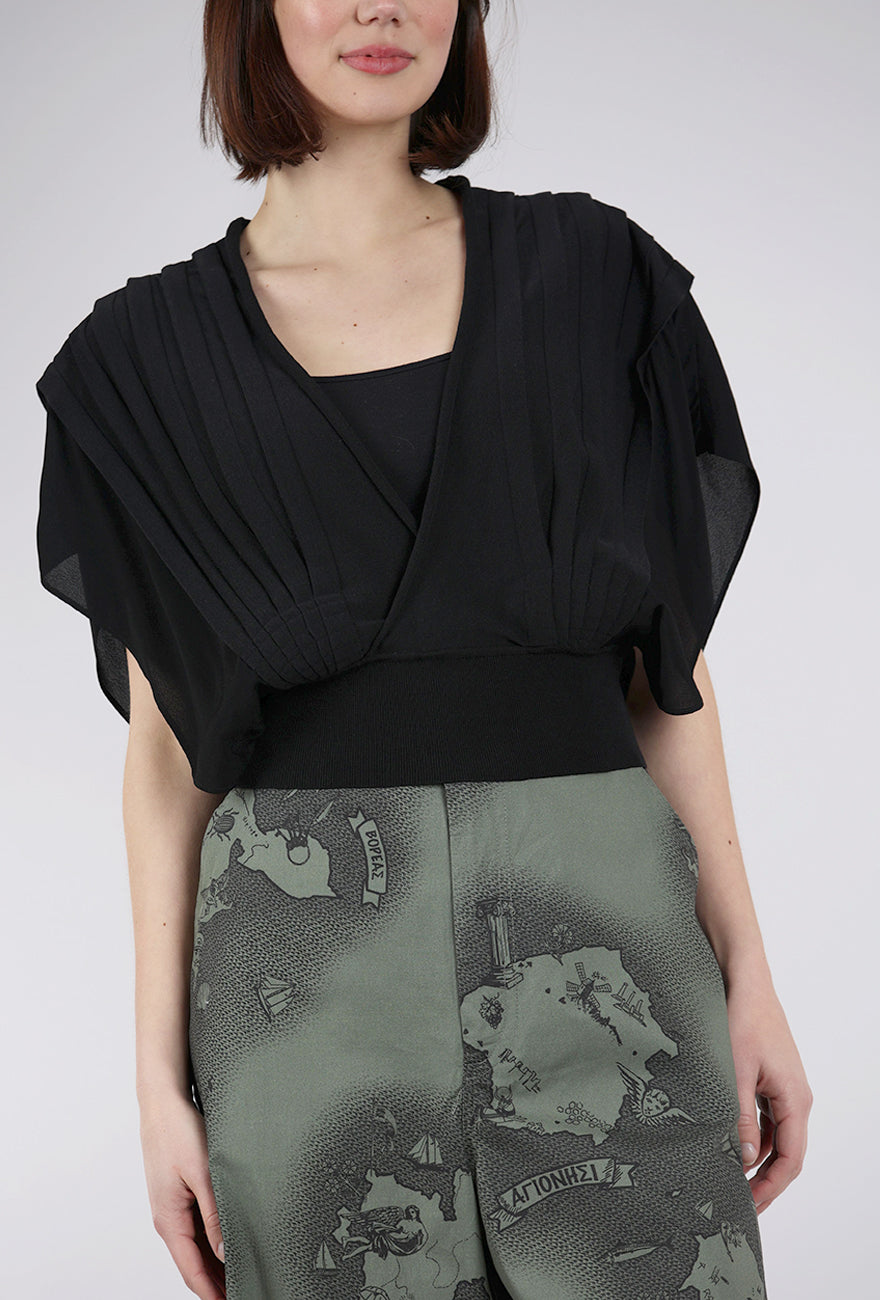 Sita Murt Chiffon/Knit Cocoon Top, Black