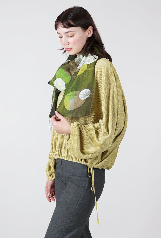 Silk Cotton Yaz Scarf, Moss Angle 2