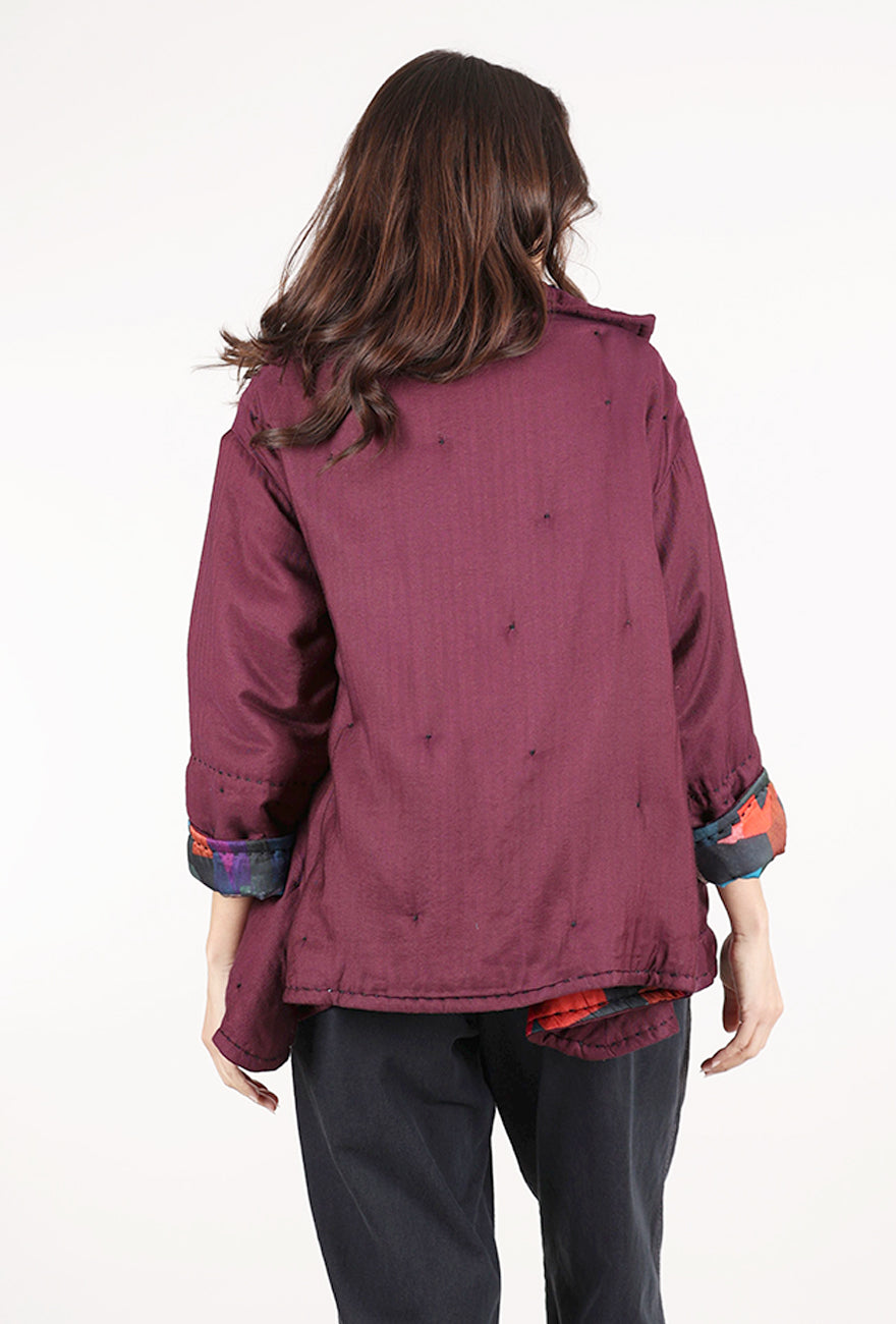 M Square Quilted Jacket, Plum