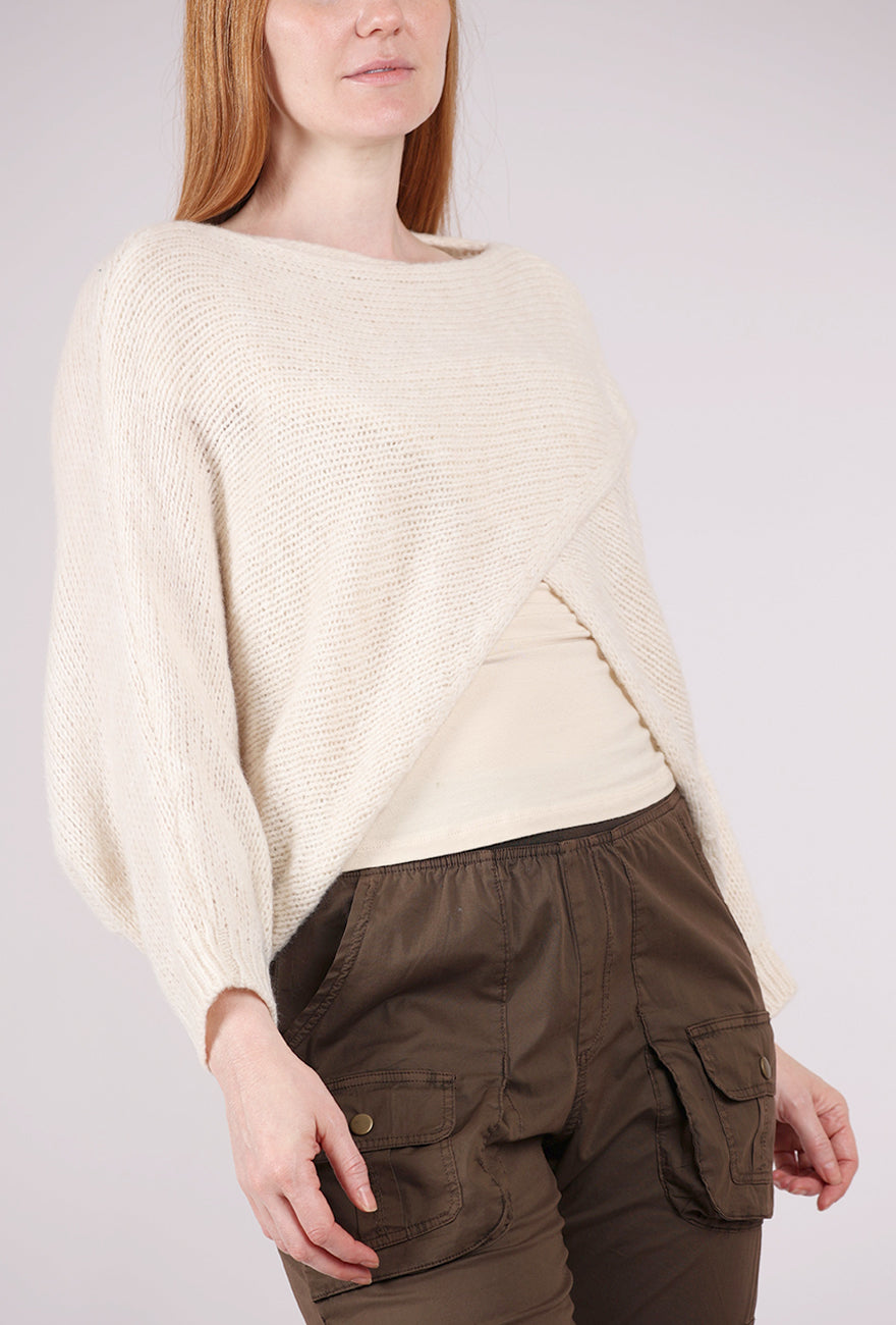 Me & Gee Crossover Sweater, White