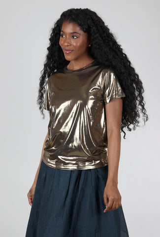 If She Loves Glamour Metallic Tee, Gold 