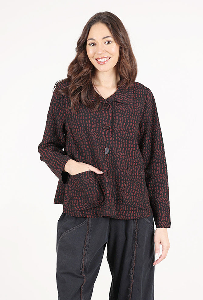 Habitat Crinkle Crepe Mosaic Jacket, Wine