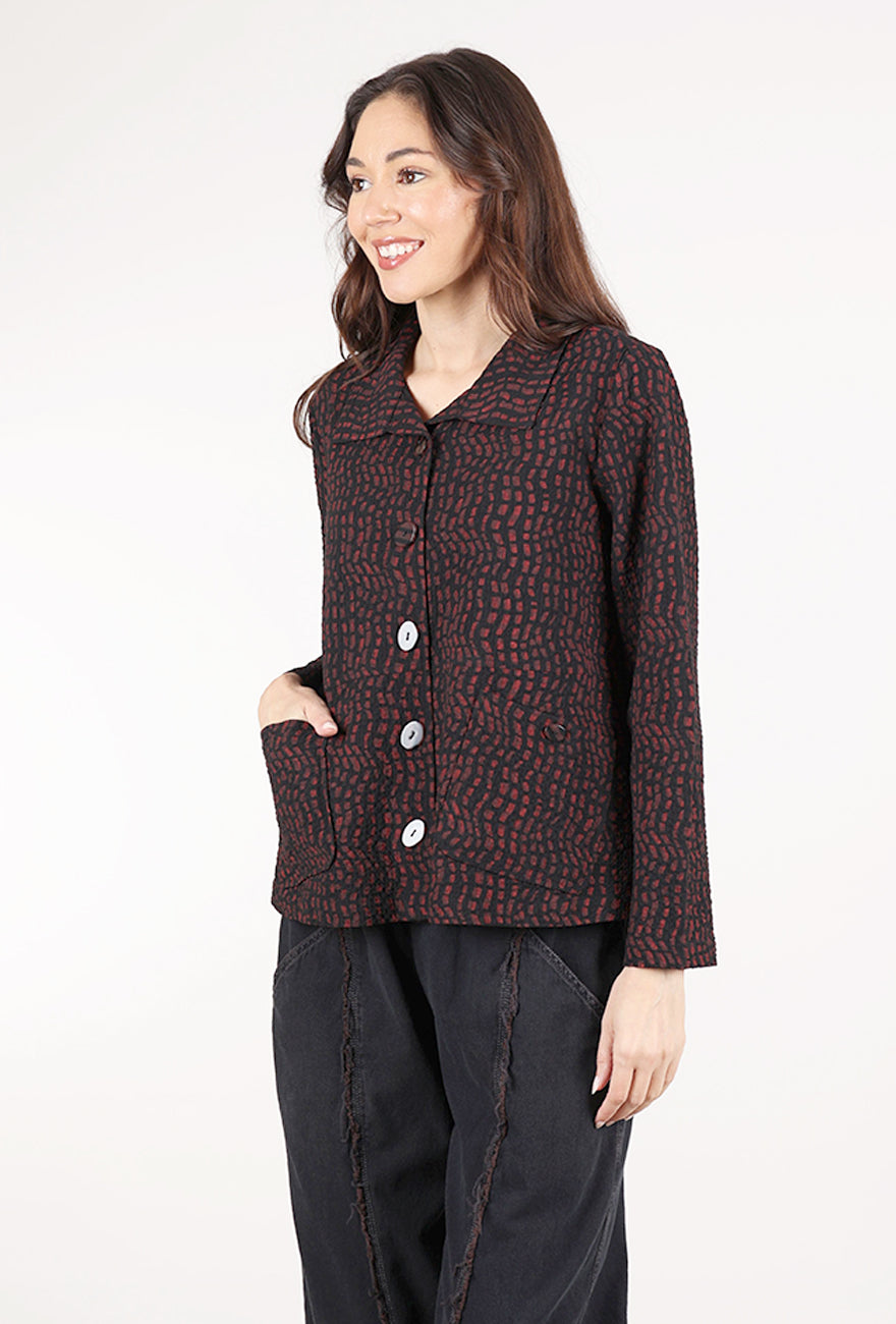Habitat Crinkle Crepe Mosaic Jacket, Wine
