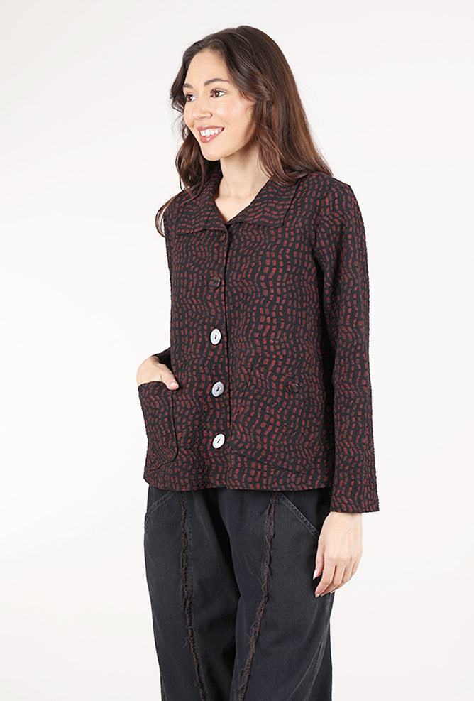 Habitat Crinkle Crepe Mosaic Jacket, Wine