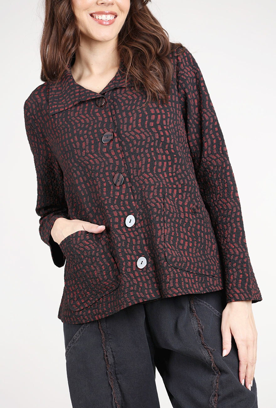 Habitat Crinkle Crepe Mosaic Jacket, Wine