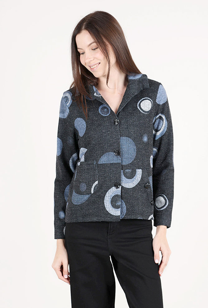 Trisha Tyler Wire Collar Dot Jacket, Denim/Black