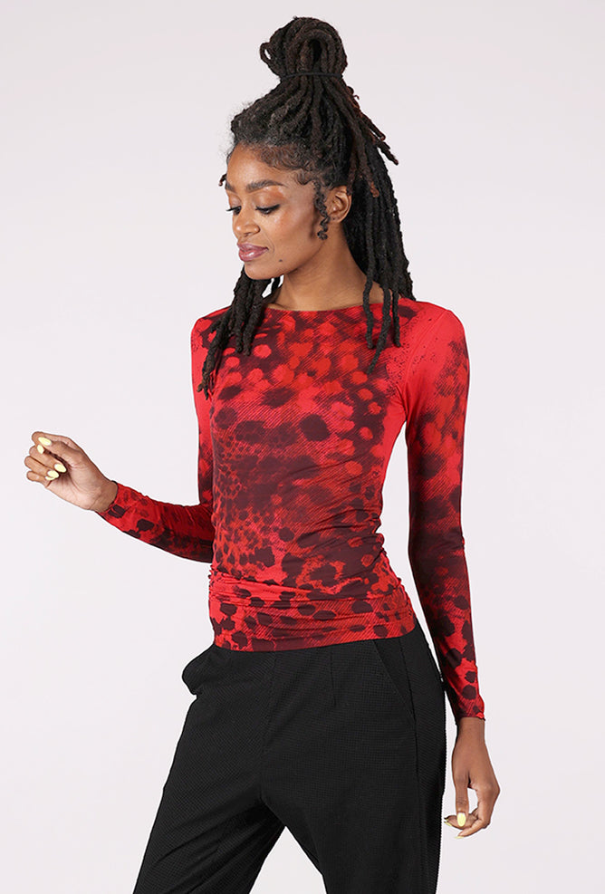 AMB Designs Raw Edge Second Skin Top, Tortoiseshell/True Red