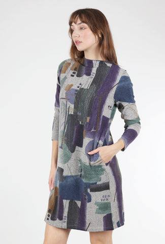 Wyatt Rose Artful Abstract Dress, Purple Multi 