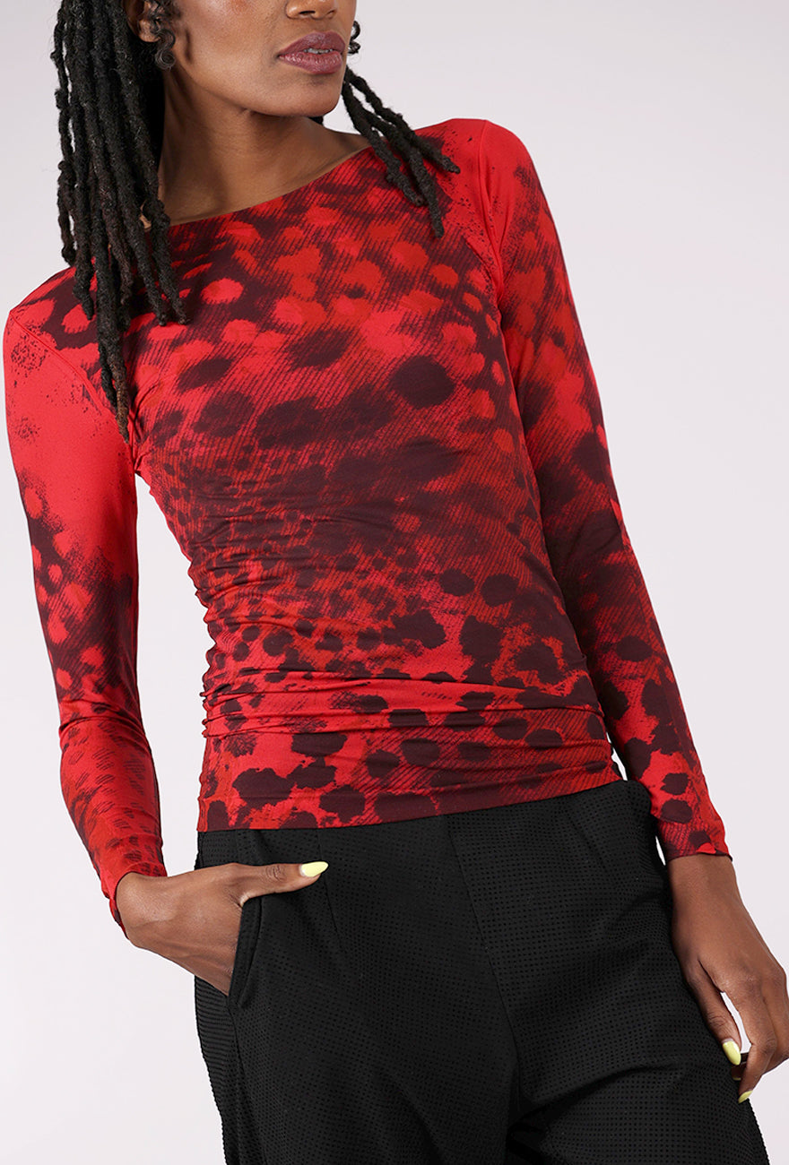 AMB Designs Raw Edge Second Skin Top, Tortoiseshell/True Red