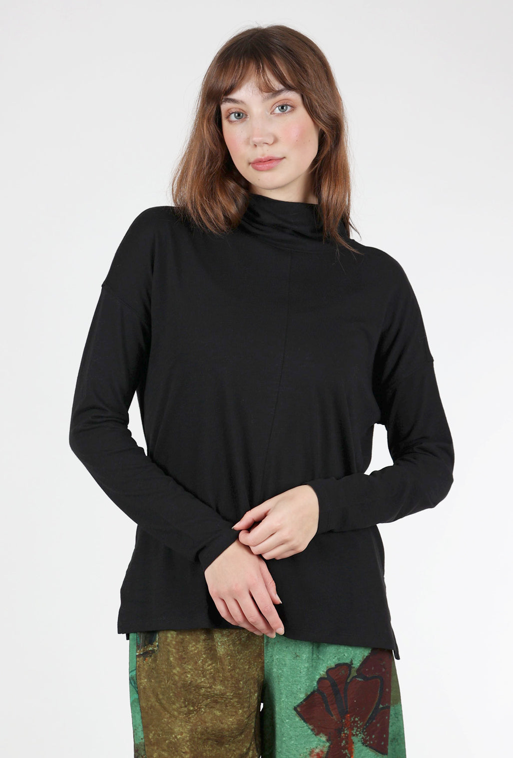 Lilla P L/S Easy Mock Neck, Black
