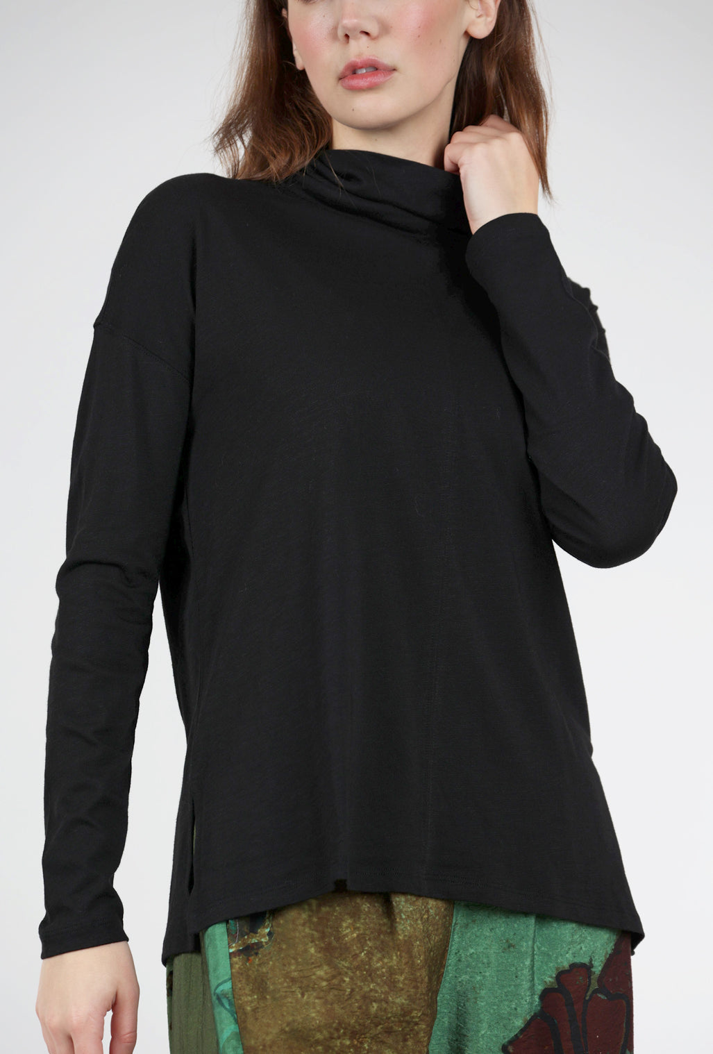 Lilla P L/S Easy Mock Neck, Black
