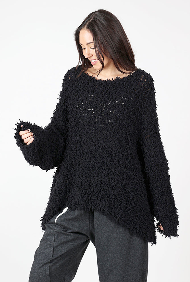Exacto Shaggy Sweater, Black Angle 2