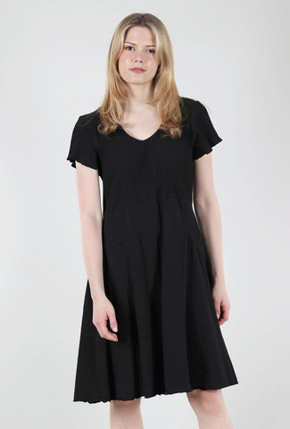 Fenini V-Neck Combo Tee Dress, Black 