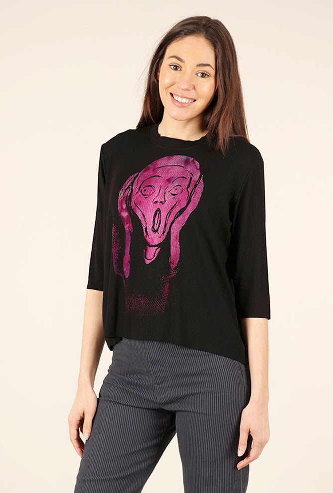 Heyne Bogut The Scream Half-Sleeve Tee, Black/Purple