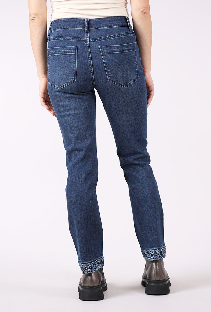 Habitat Stretch Denim Slim Embroidery Jeans, Dark Denim
