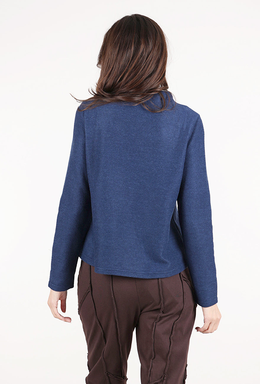 Trisha Tyler Self Embroidery Mockneck, Indigo