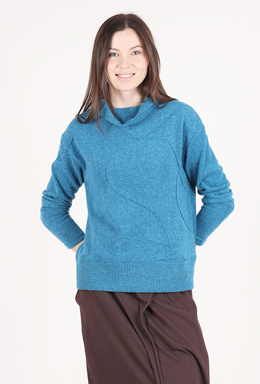 Trisha Tyler Dimensional Seam Brushed Mockneck, Peacock