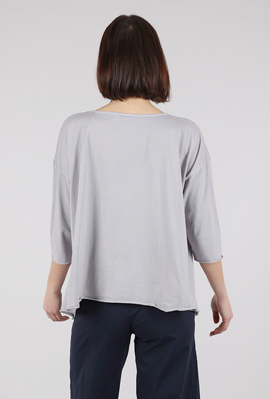M Square Curved Seaming Tee, Gray