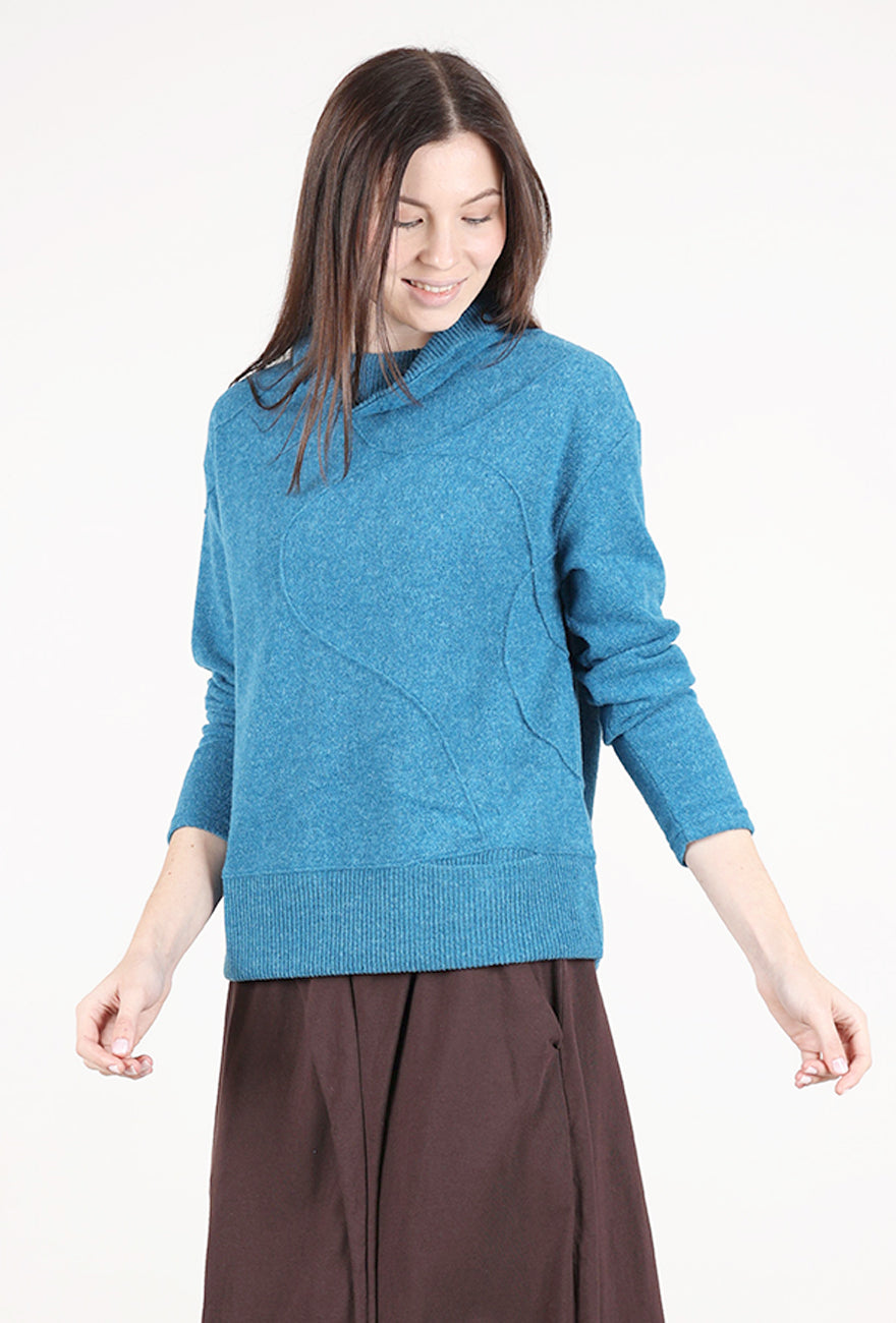 Trisha Tyler Dimensional Seam Brushed Mockneck, Peacock