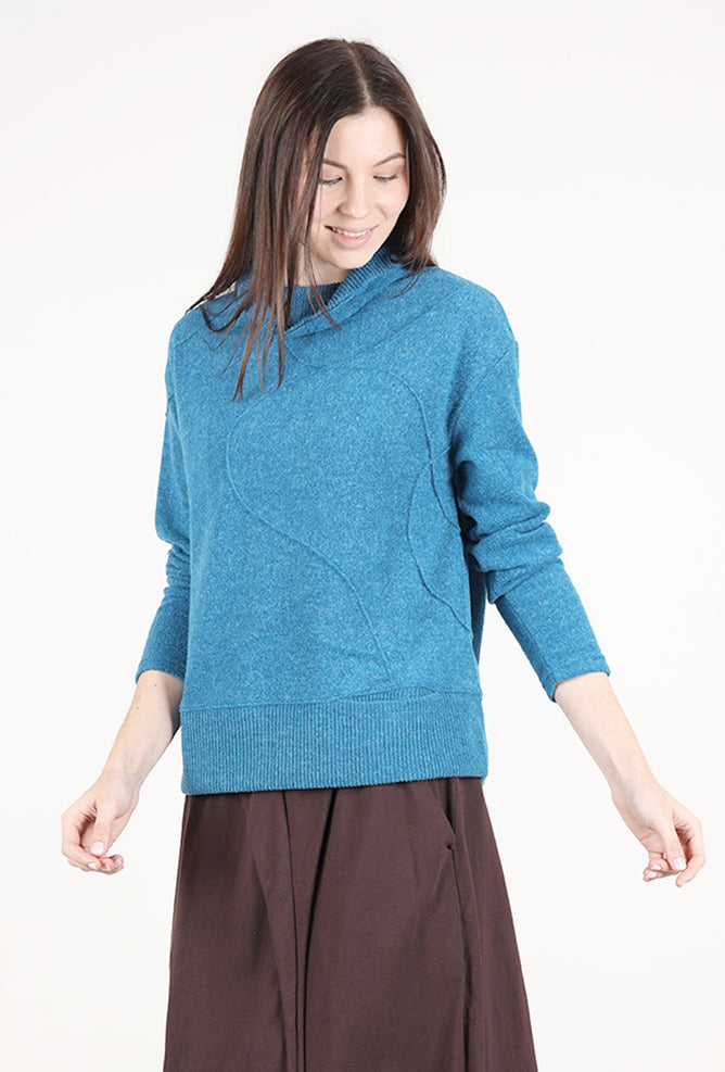 Trisha Tyler Dimensional Seam Brushed Mockneck, Peacock