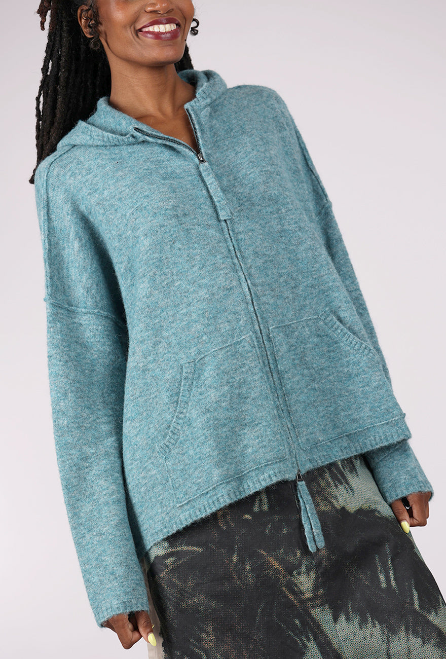 Rundholz Splendid Melange Zip Sweater, Lagoon