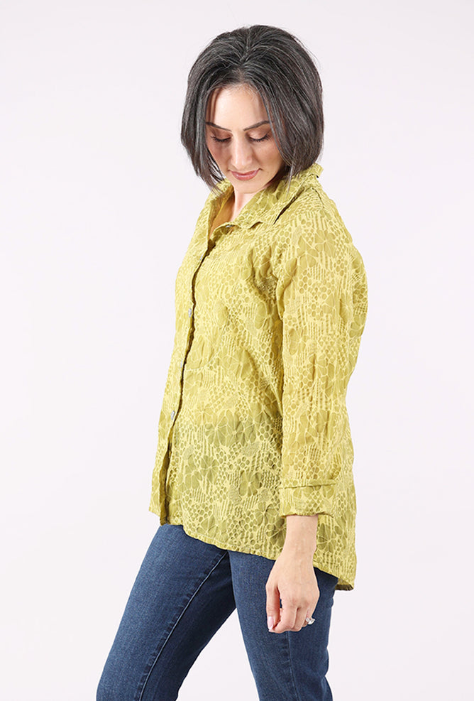 Fenini Burnout Cotton Shirt, Citron