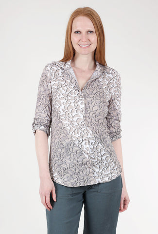 David Cline Roll-Up Sleeve Crinkle Shirt, Earth Print 