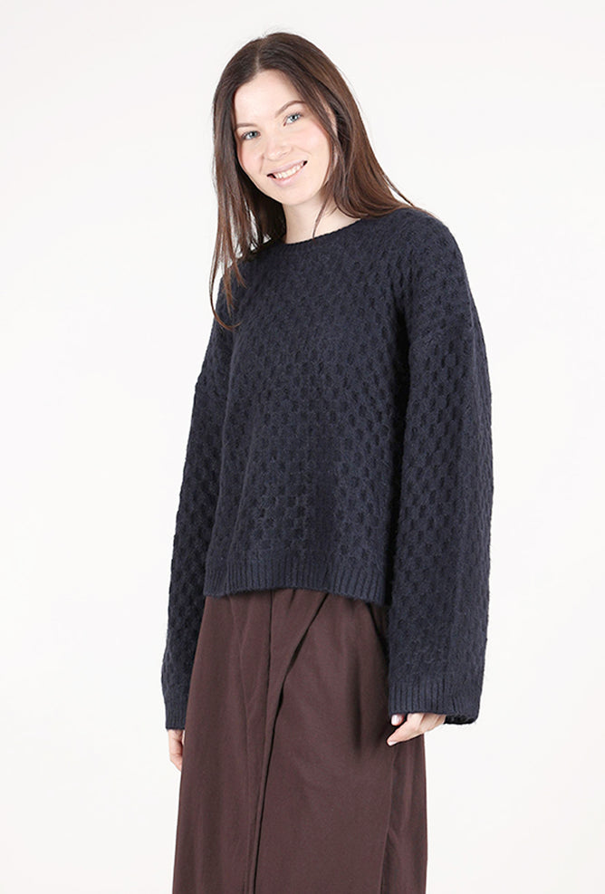 Grade & Gather Texture Check Sweater, Midnight