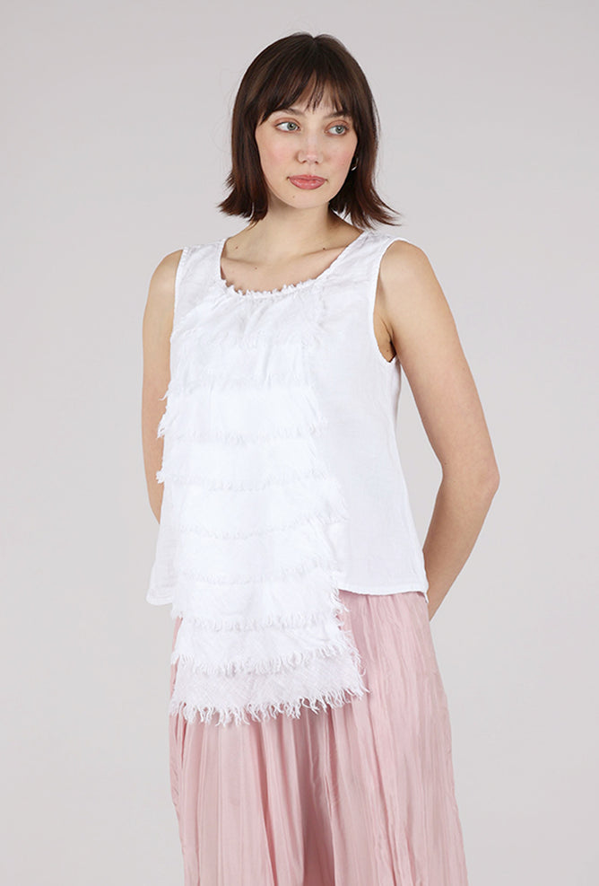 Grizas Ruffle Cascade Tank, White