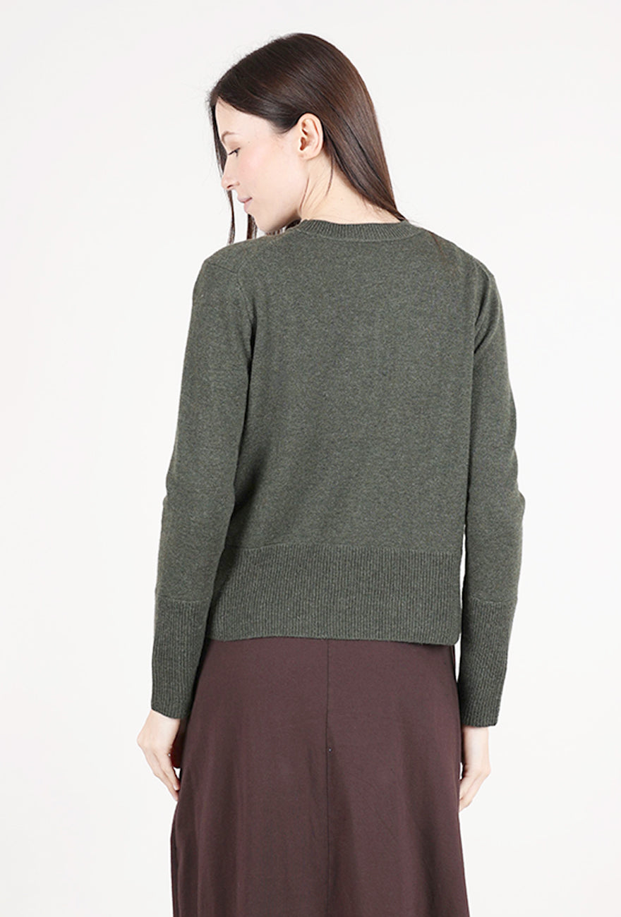 Kinross Cashmere Exposed Seam Crew, Loden