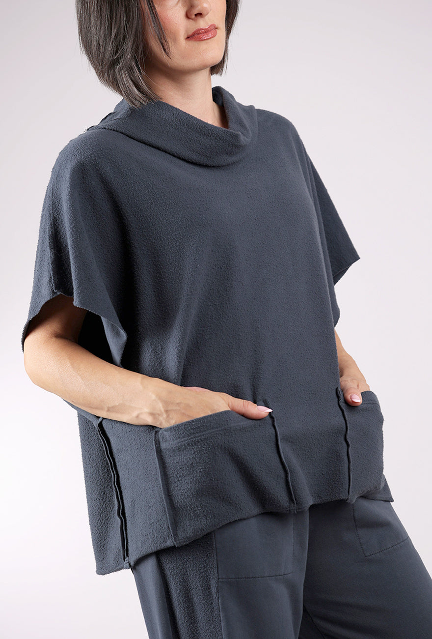 Fenini Fleece Pullover Topper Vest, Charcoal
