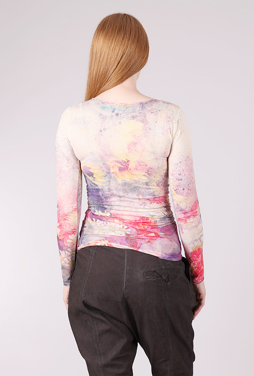 AMB Designs Raw Edge Second Skin Top, Flower Child/Angora