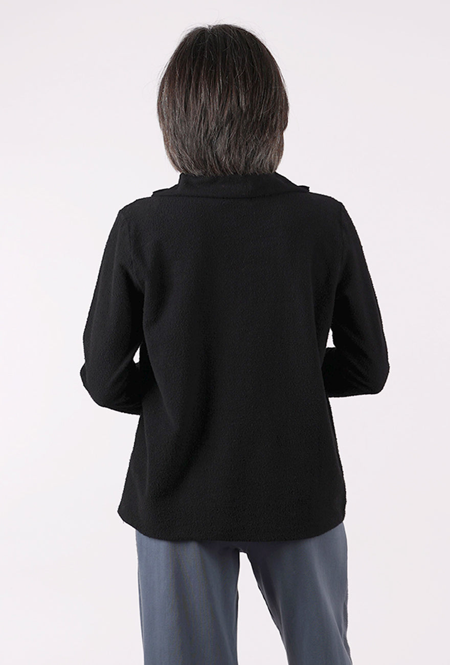 Fenini Fleecey Rollneck Top, Black