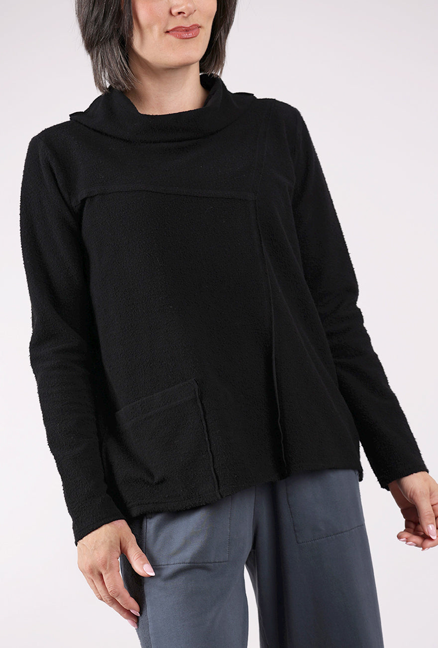 Fenini Fleecey Rollneck Top, Black