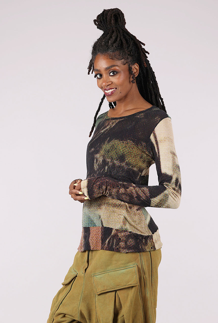 Rundholz Slippery Moire Top, Bermuda Print