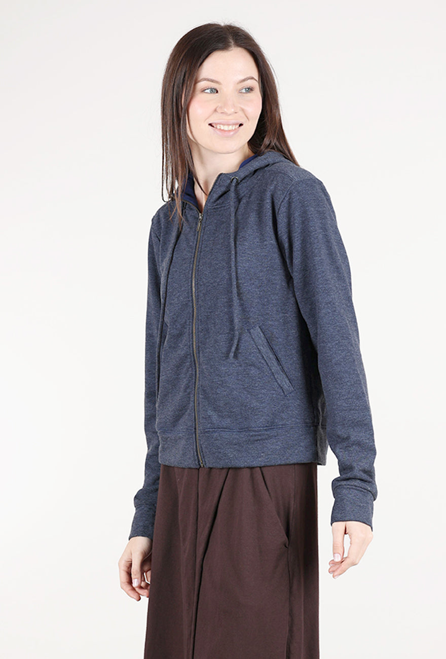 Mododoc L/S Cropped Hoodie, Vibrant Navy