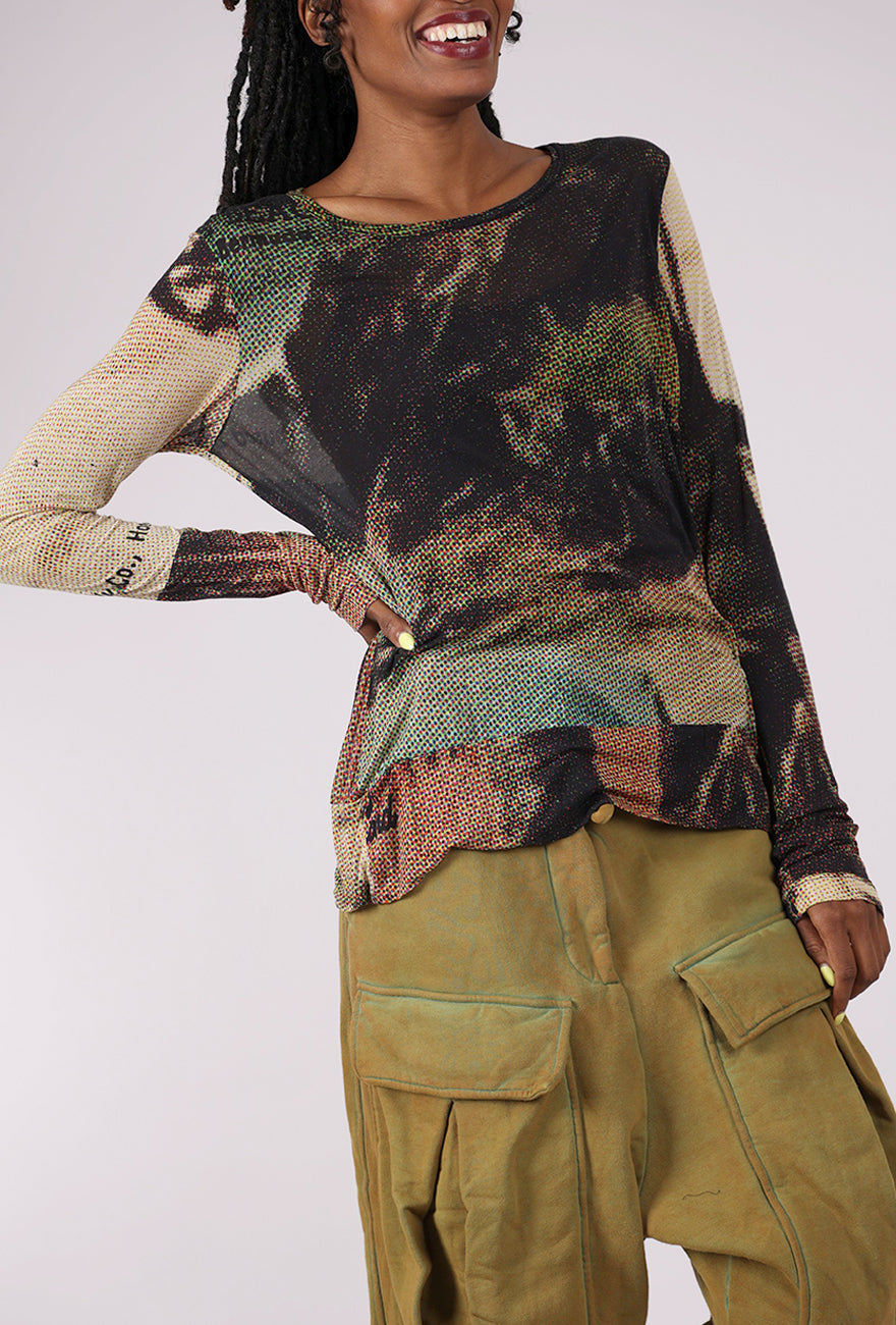 Rundholz Slippery Moire Top, Bermuda Print