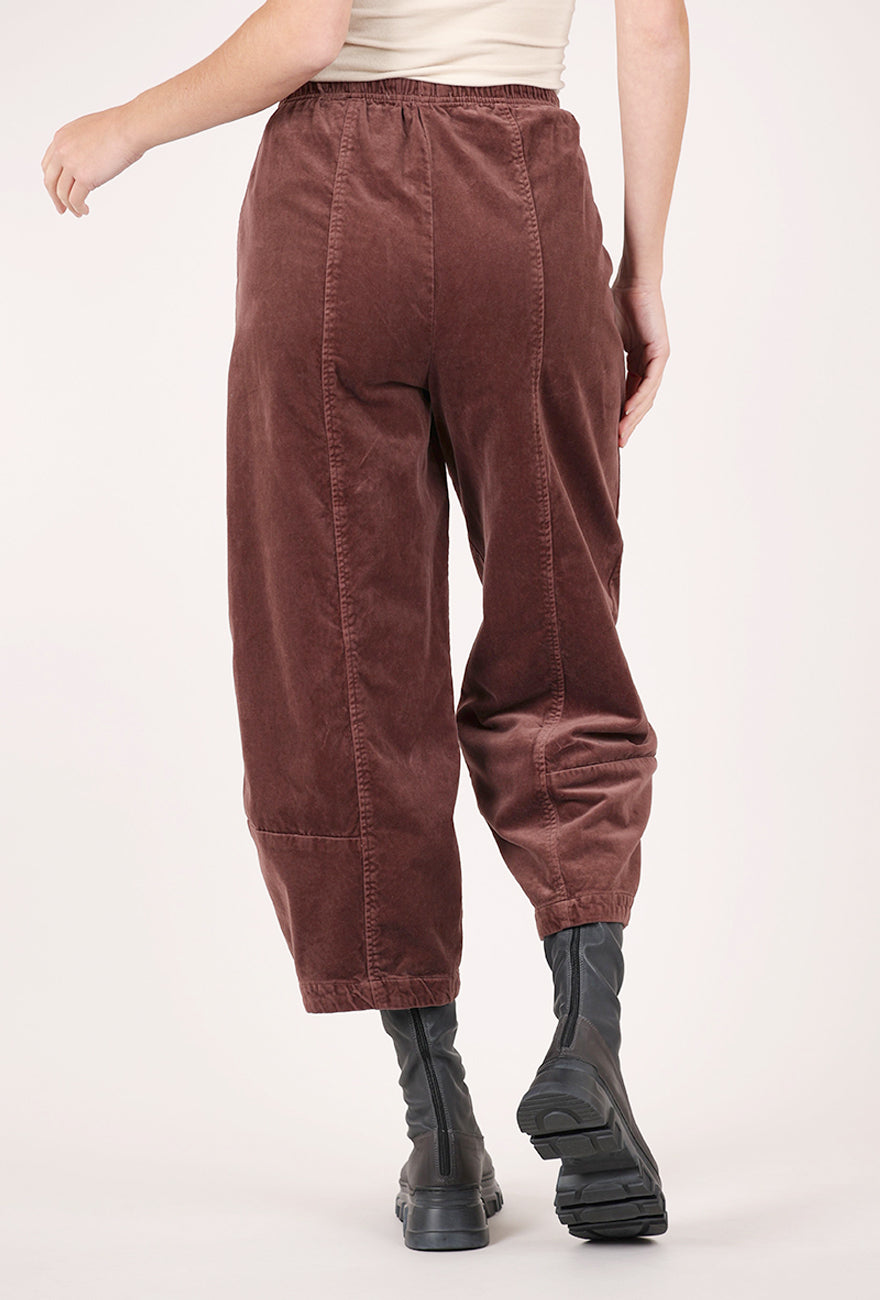 Cut Loose Cotton Velvet Lantern Pant, Cola