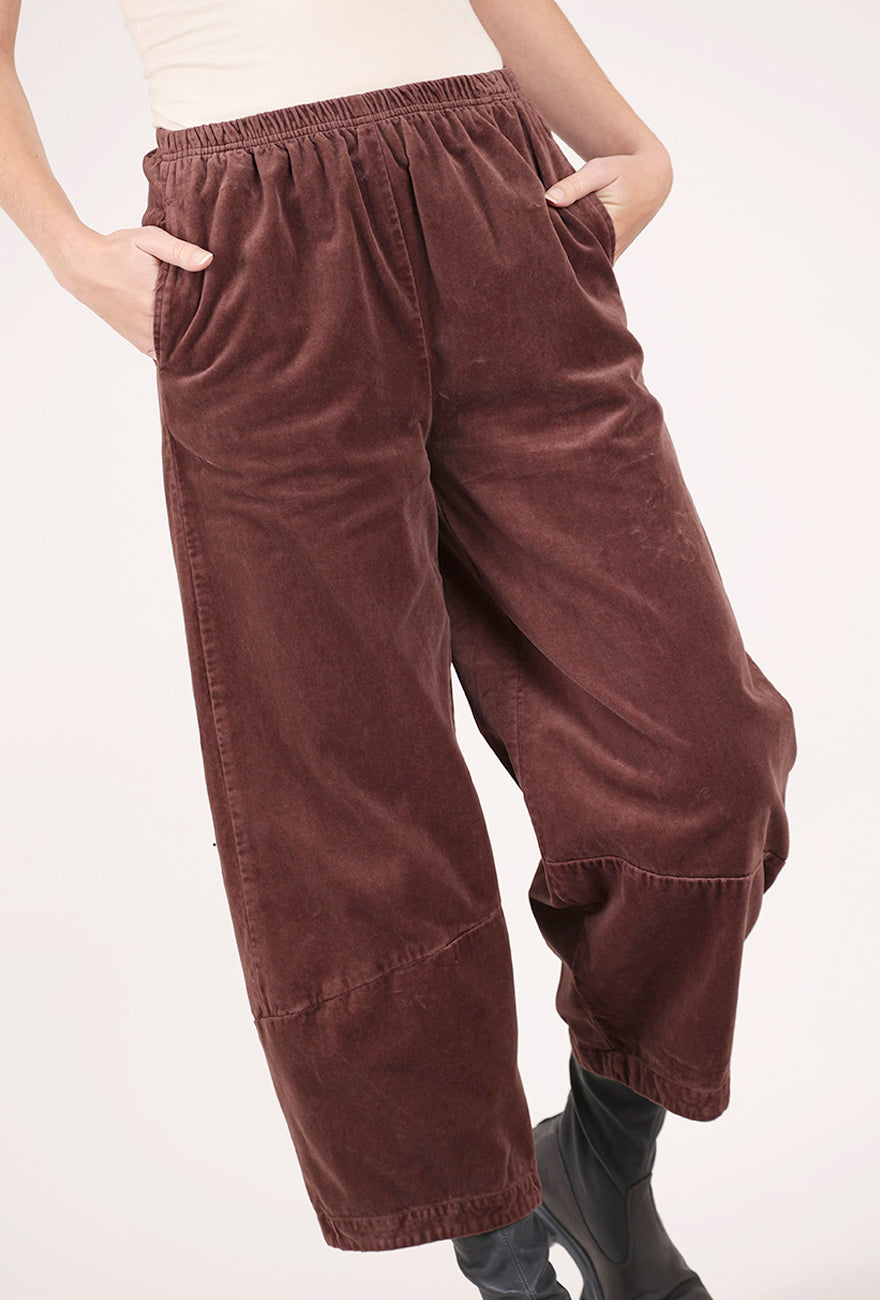 Cut Loose Cotton Velvet Lantern Pant, Cola