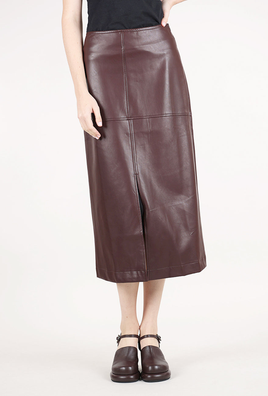 Grade & Gather Vegan Leather Lottie Skirt, Plum Wine