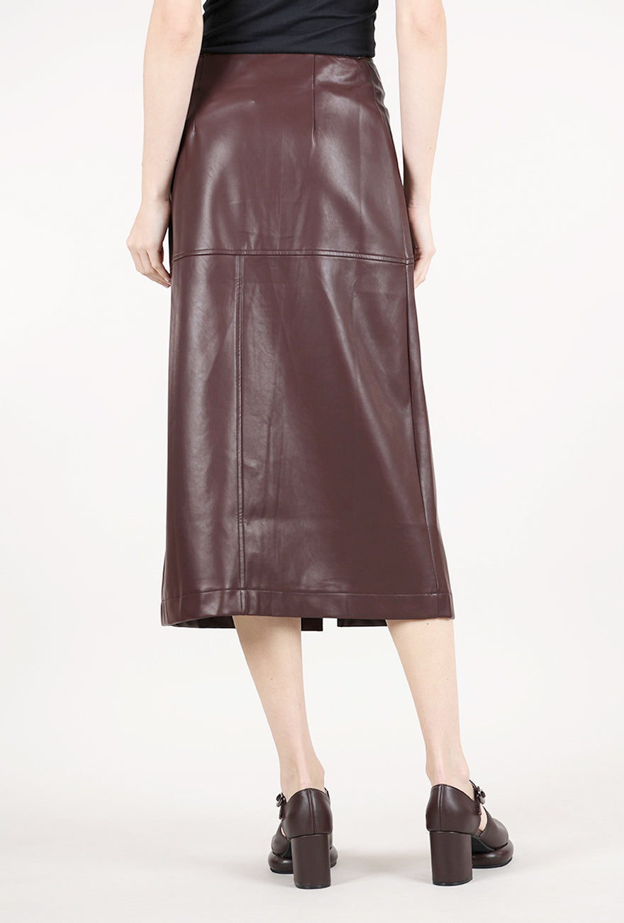 Grade & Gather Vegan Leather Lottie Skirt, Plum Wine