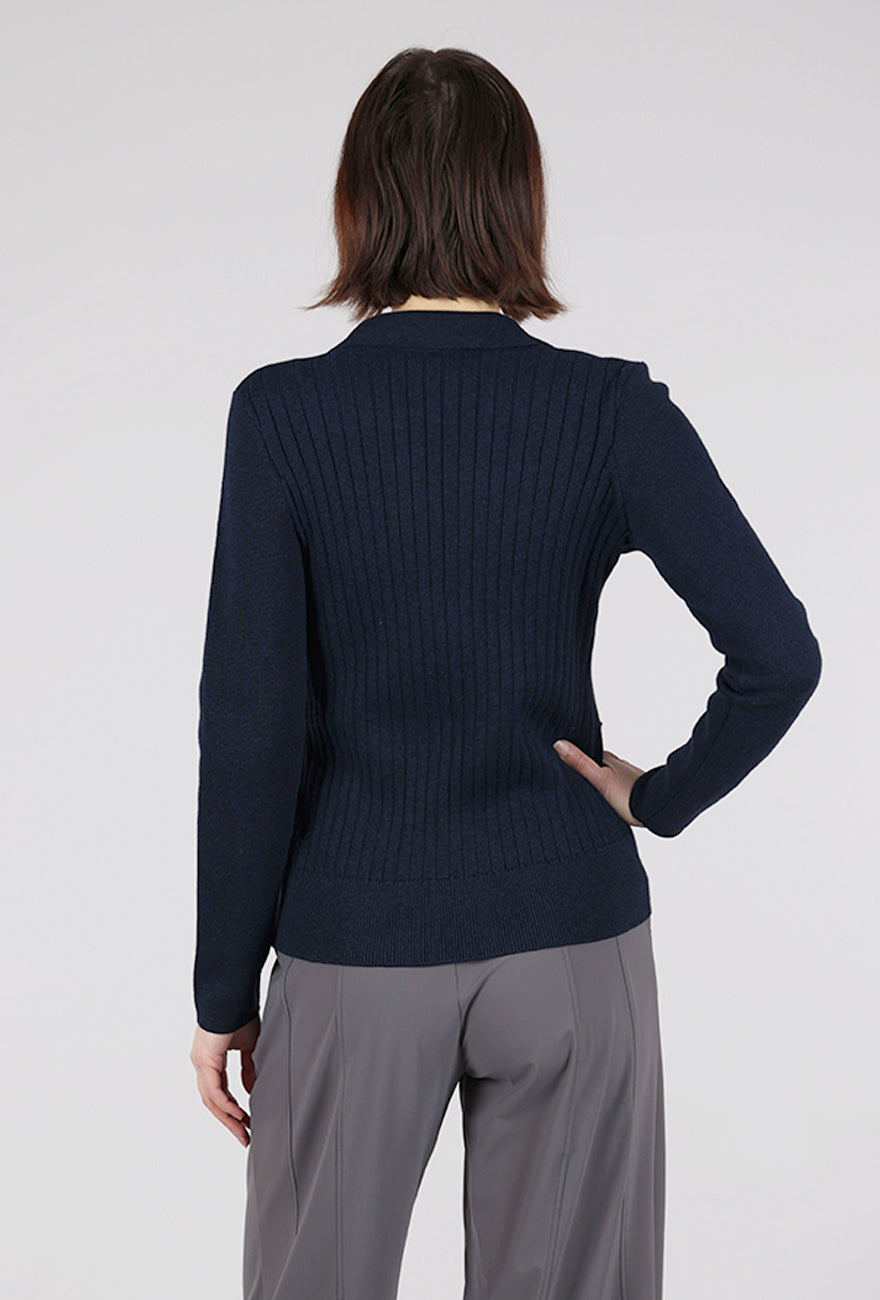 Kinross Cashmere Back Rib Knit Blazer, Navy
