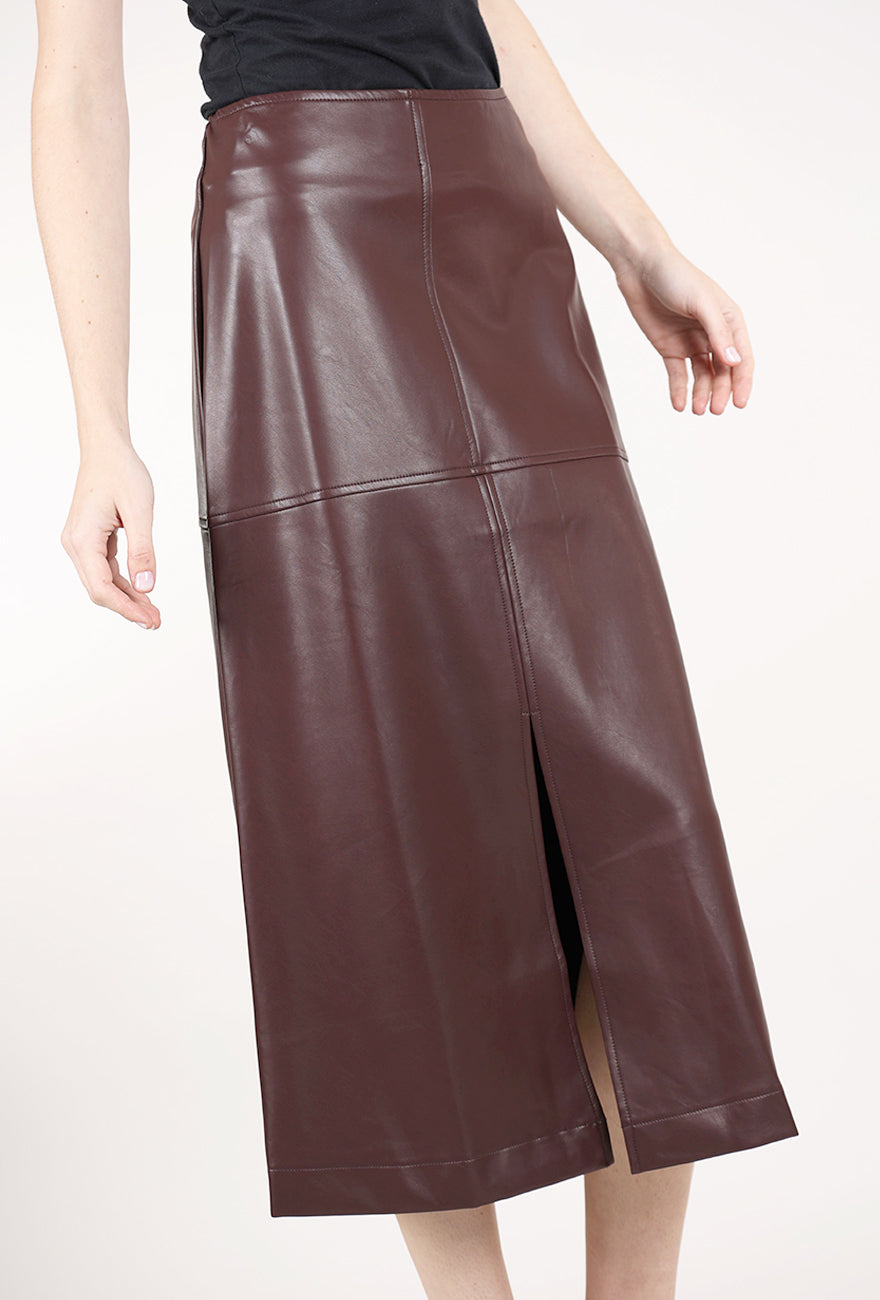 Grade & Gather Vegan Leather Lottie Skirt, Plum Wine