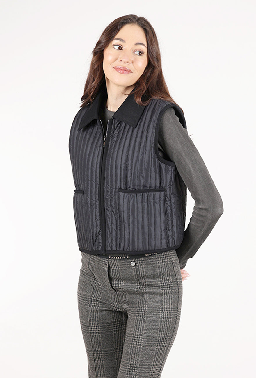 Grade & Gather Quilting Vest, Black