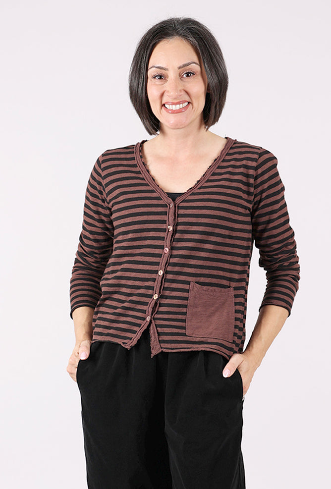 Cut Loose Black Stripe Cropped Cardie, Cola